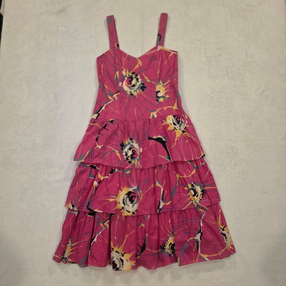 Nicole Miller Pink Tiered Womens Dress 4P